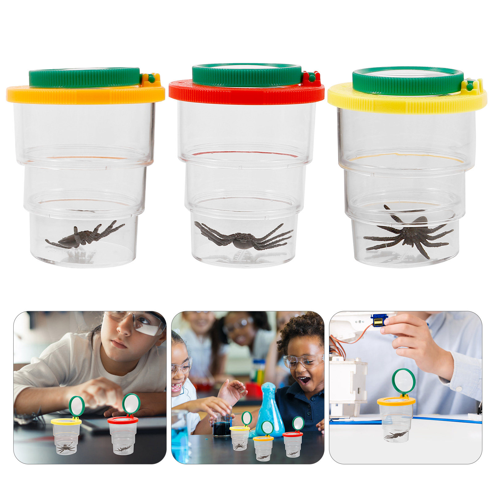 Science Toy - 3Pcs Magnifying Insect Observation Box Transparent