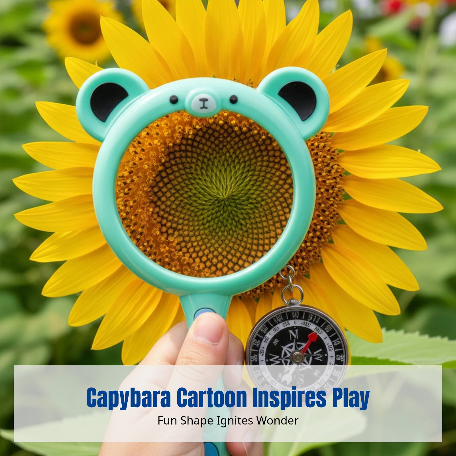 Science Toy - Capybara Cartoon Magnifier & Compass Set,
