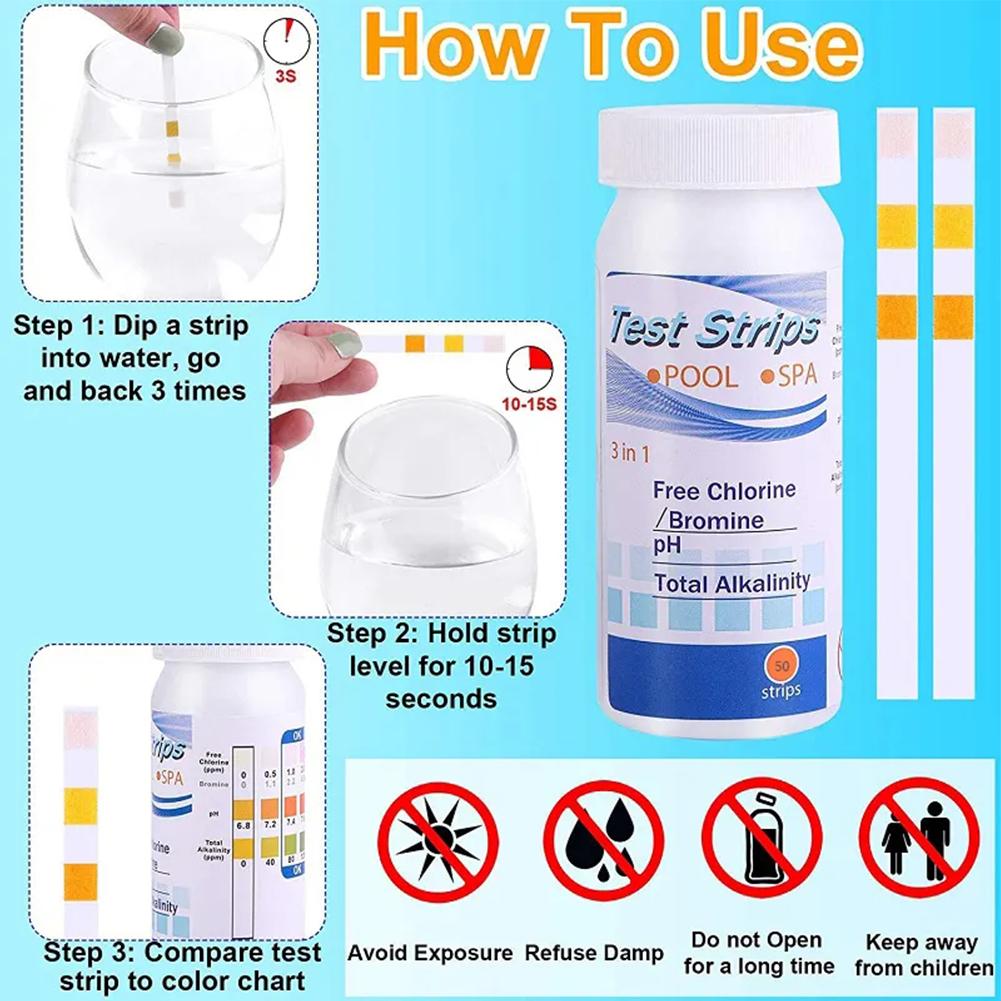 50pcs Chlorine PH Test Strips  – Water Testing Kit recenzja i cena